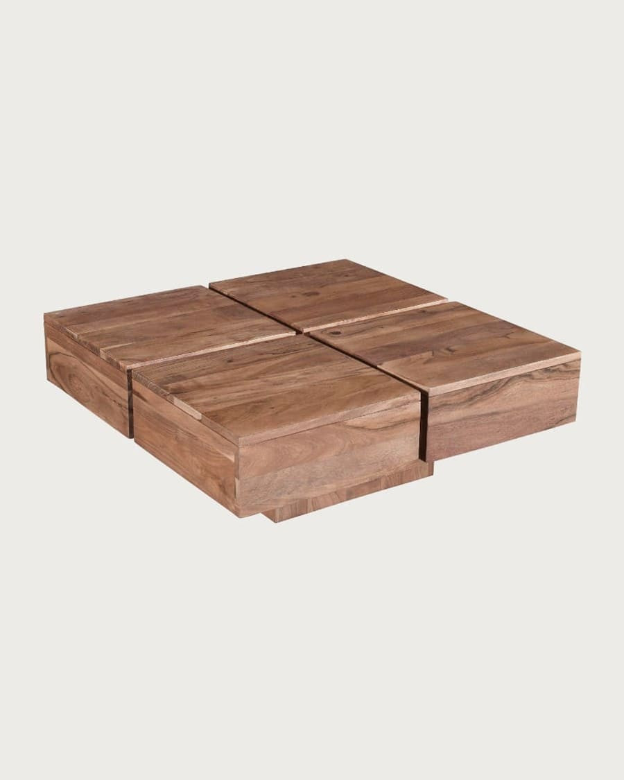 Pixo - Vierkante salontafel van natuurlijk massief acaciahout