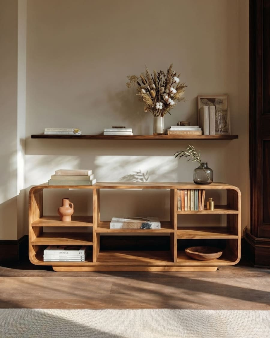 Tomo - Low shelf in solid teak