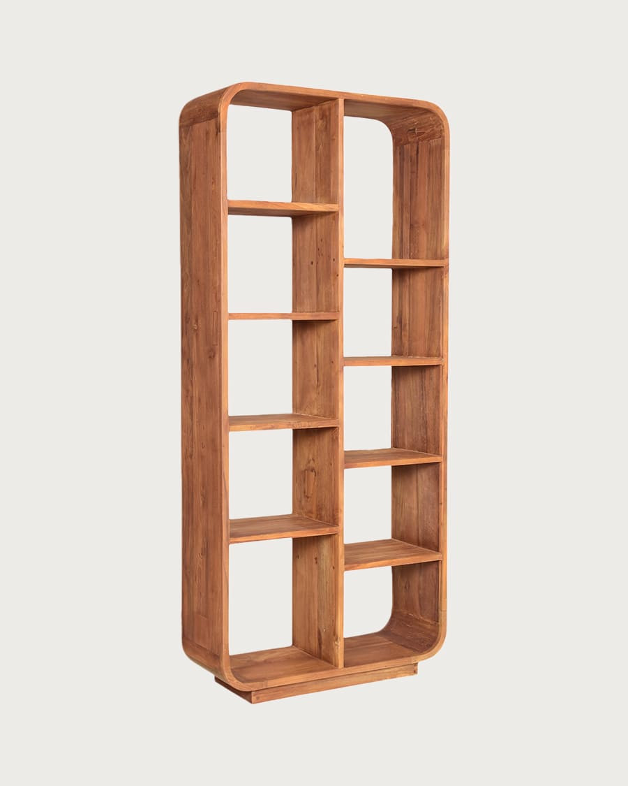 Tomo - Large solid teak column shelf