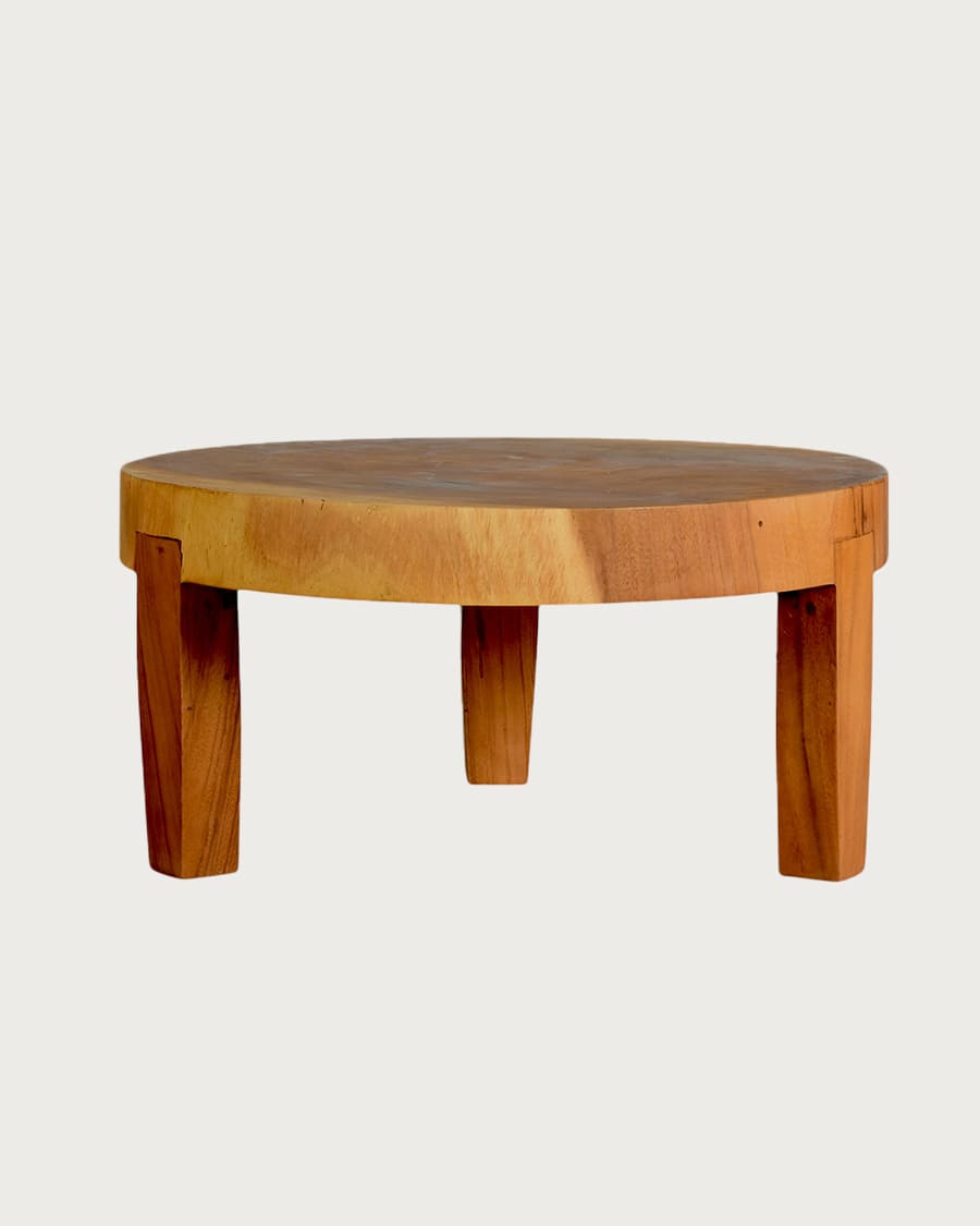 Olia - Round coffee table in solid teak