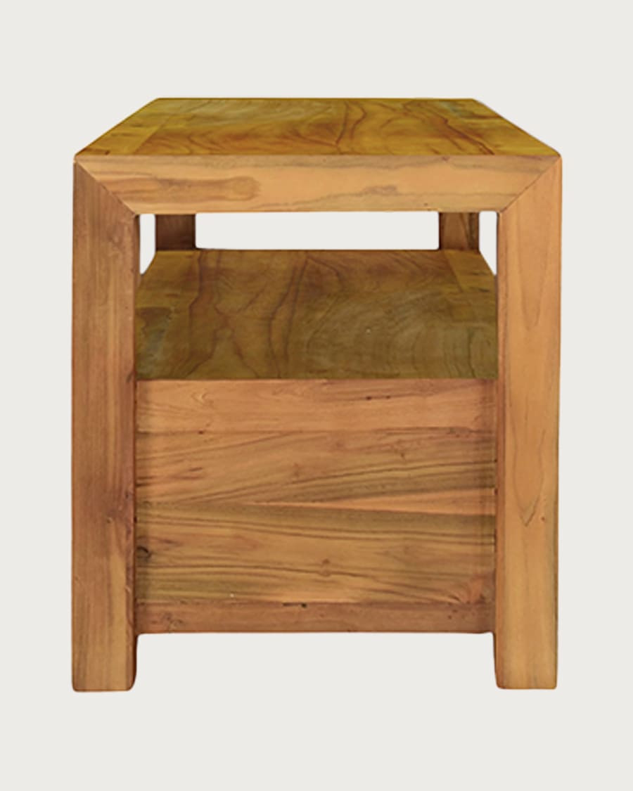 Kutaya - Mueble para TV de teca maciza con 3 cajones