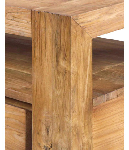 Kutaya - Mueble para TV de teca maciza con 3 cajones