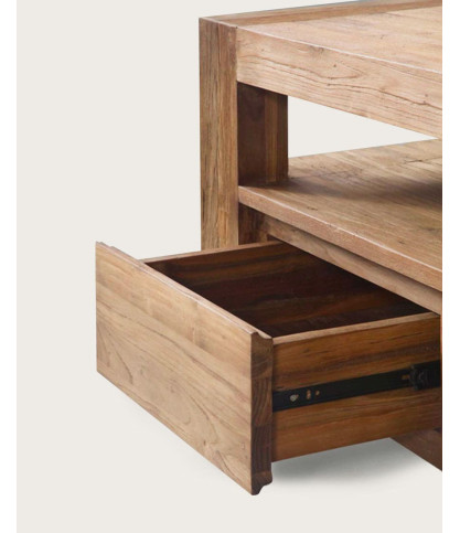 Kutaya - Mueble para TV de teca maciza con 3 cajones
