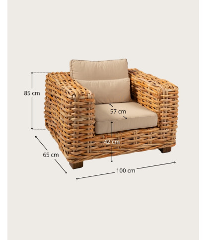Weaverly - Sillón de jardín de ratán tejido