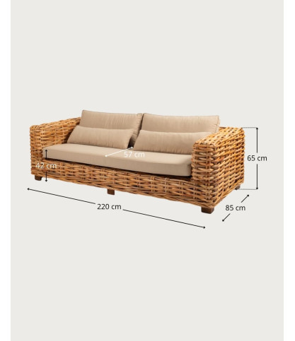 Weaverly - 3 seater garden sofa in woven rattan