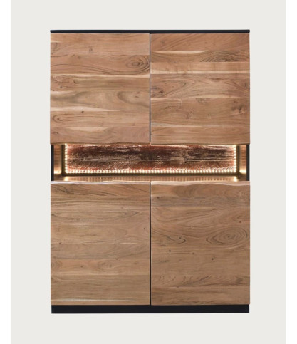 Leo - Dressoir van hoogwaardig acaciahout met LED-verlichting
