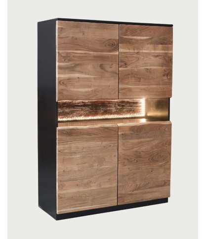 Leo - Dressoir van hoogwaardig acaciahout met LED-verlichting