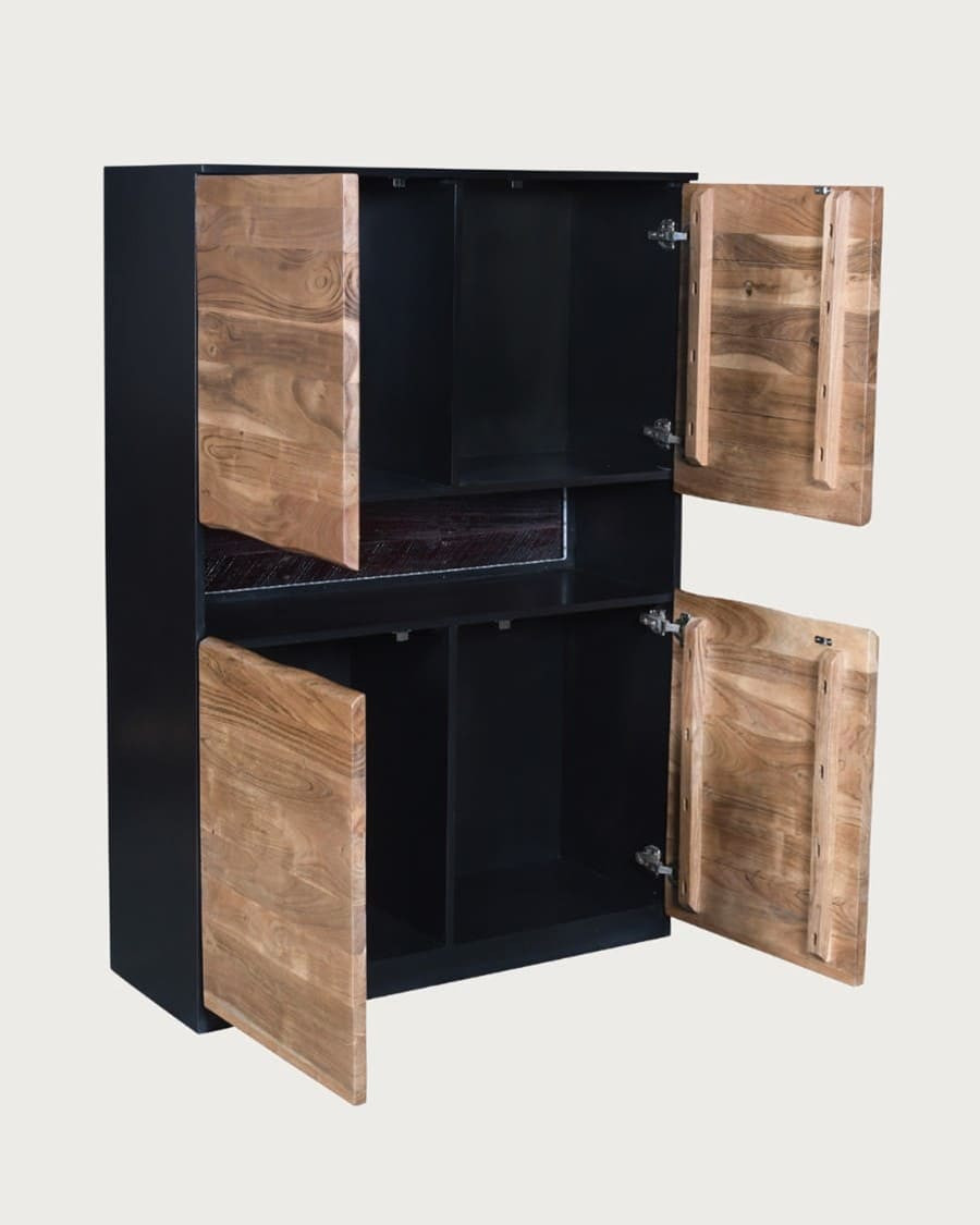 Leo - Dressoir van hoogwaardig acaciahout met LED-verlichting