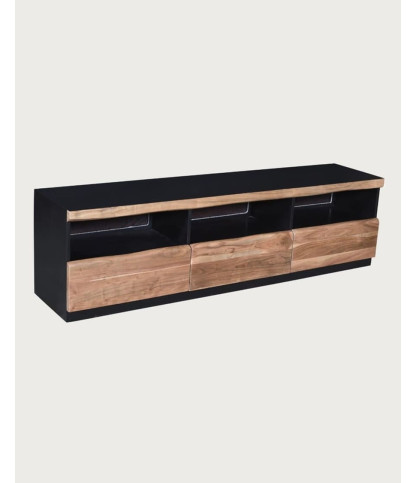 Leo - Mueble para TV de madera de acacia con iluminación LED