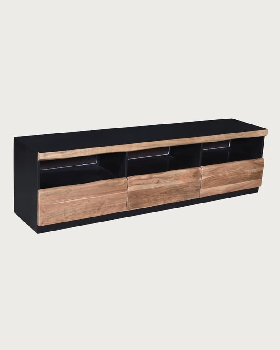 Leo - Mueble para TV de madera de acacia con iluminación LED