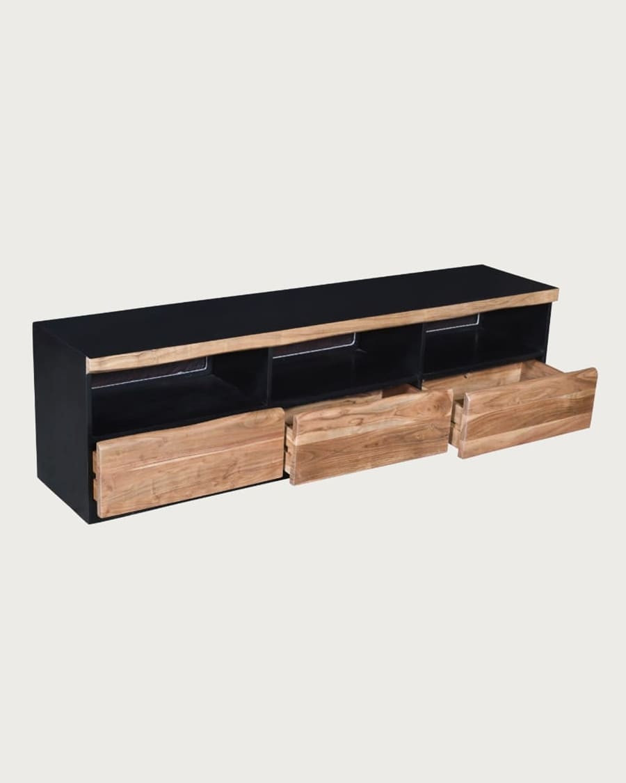Leo - Mueble para TV de madera de acacia con iluminación LED