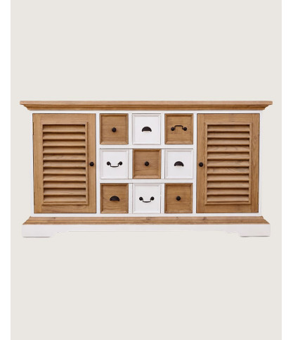 Inda - Large bathroom vanity in solid white and natural wood