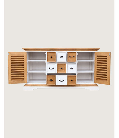 Inda - Large bathroom vanity in solid white and natural wood