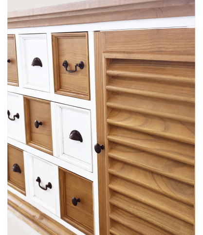 Inda - Large bathroom vanity in solid white and natural wood