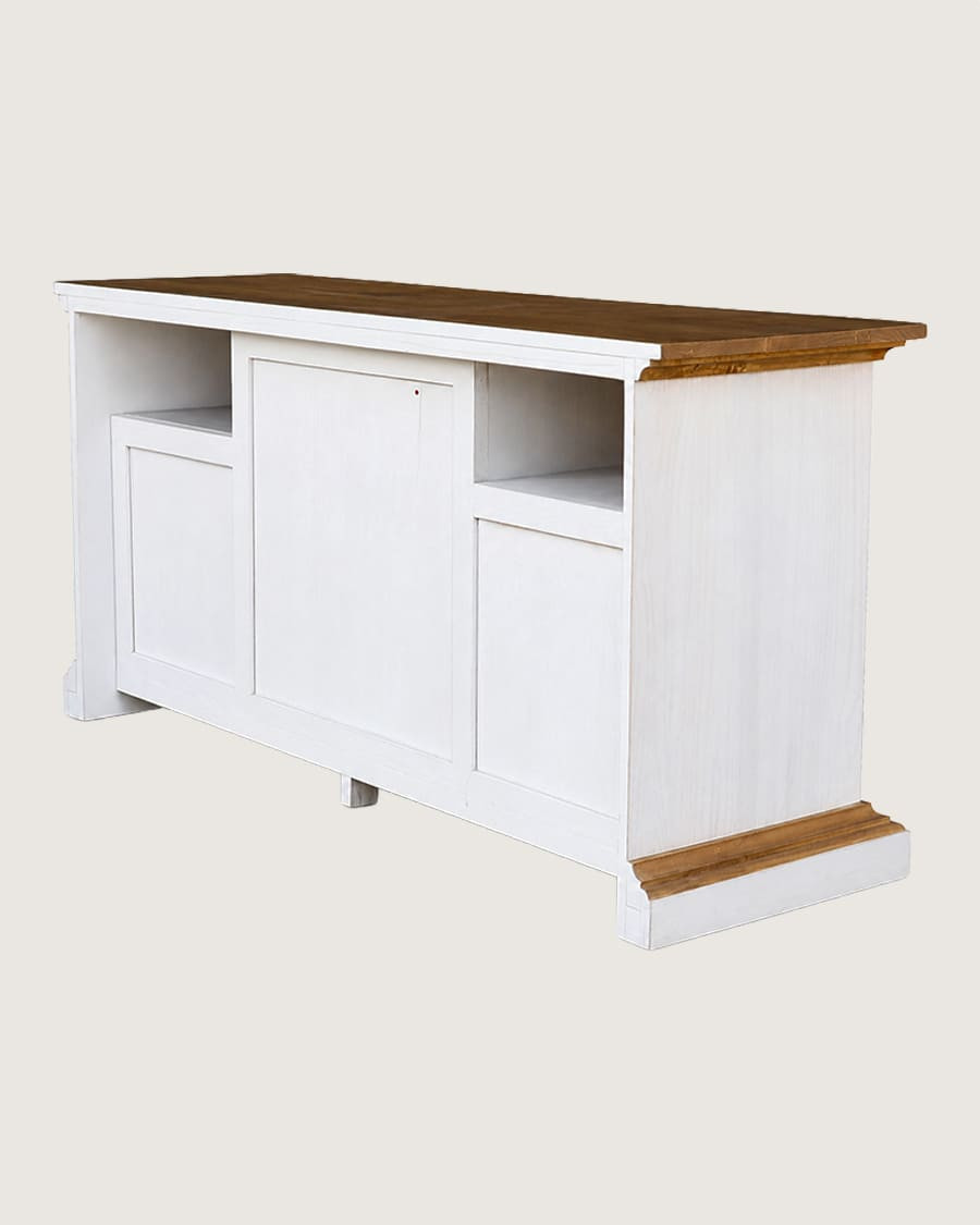 Inda - Large bathroom vanity in solid white and natural wood