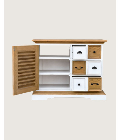 Inda - Bathroom furniture in solid white and natural wood