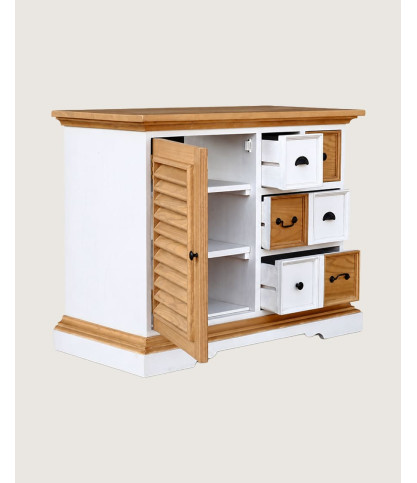 Inda - Bathroom furniture in solid white and natural wood