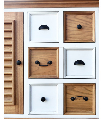 Inda - Bathroom furniture in solid white and natural wood