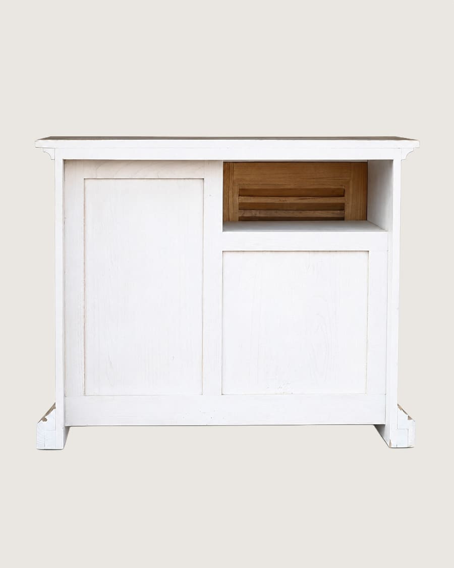 Inda - Bathroom furniture in solid white and natural wood