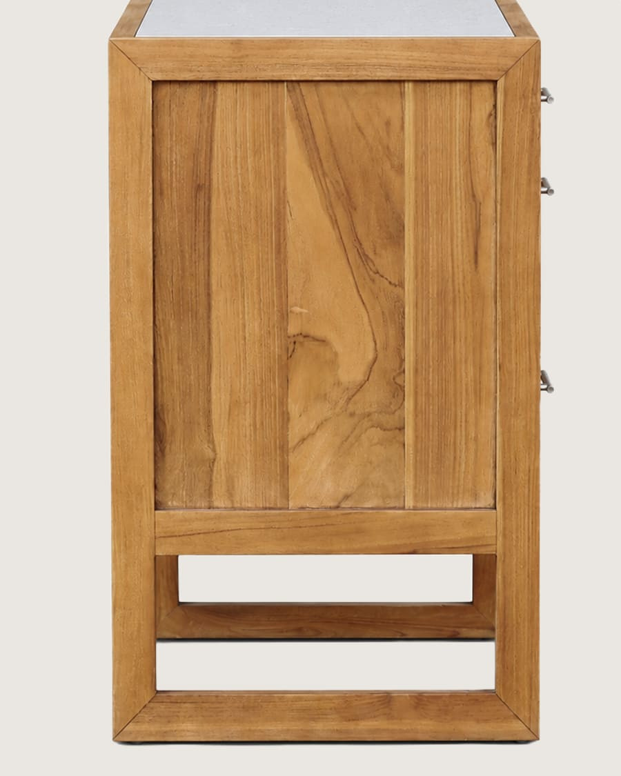 Sahara - Mueble de baño en teca y terrazo beige, 145 cm