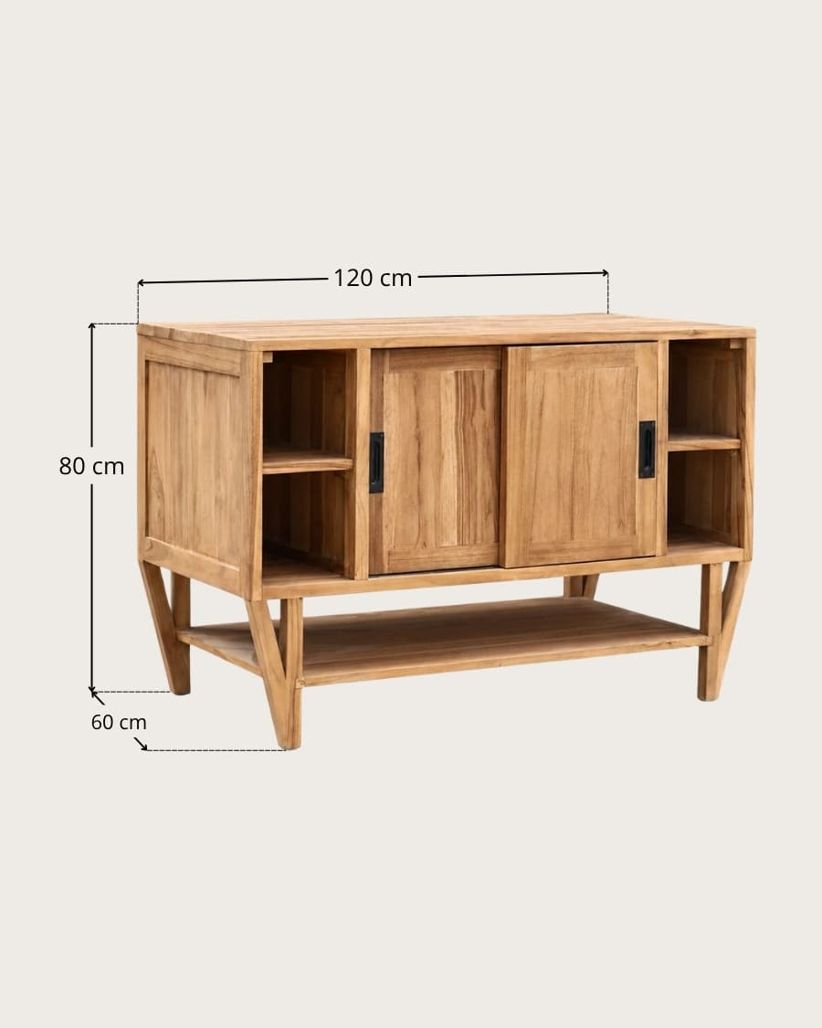Teresina - Meuble de salle de bain en teck avec rangement, 120 cm