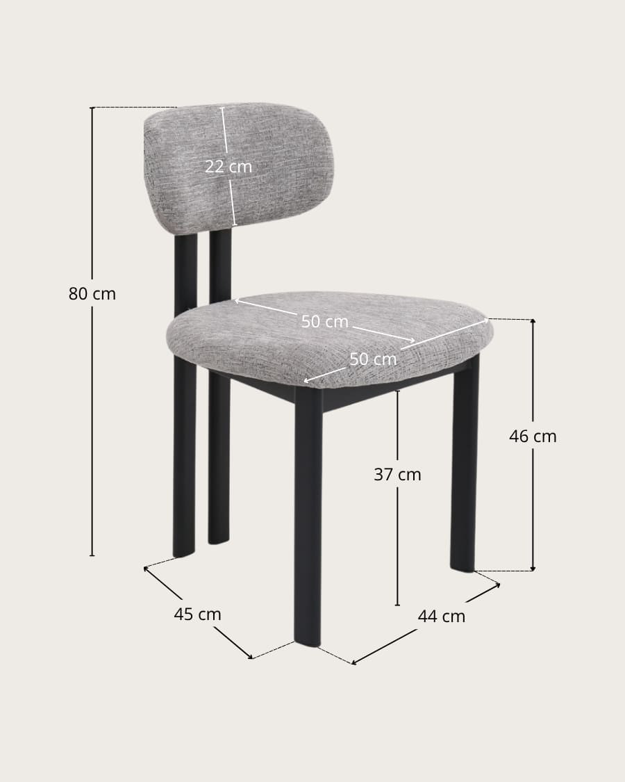 Zuno - Juego de 2 sillas Zuno en tela gris y patas de metal