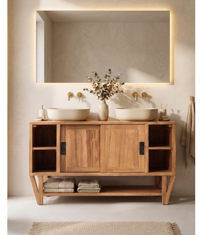 Teresina - Credenza contenitore in teak, 120 cm
