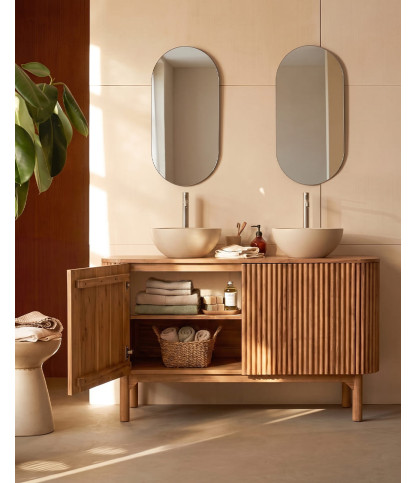 Orma - Armario de baño de madera de teca con 2 puertas