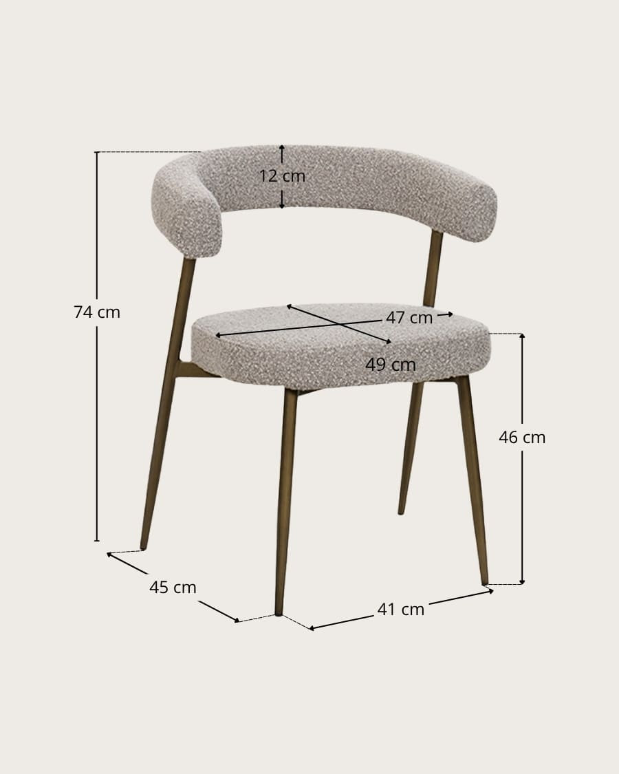 Agda - Set di 2 sedie Agda in tessuto con gambe in metallo