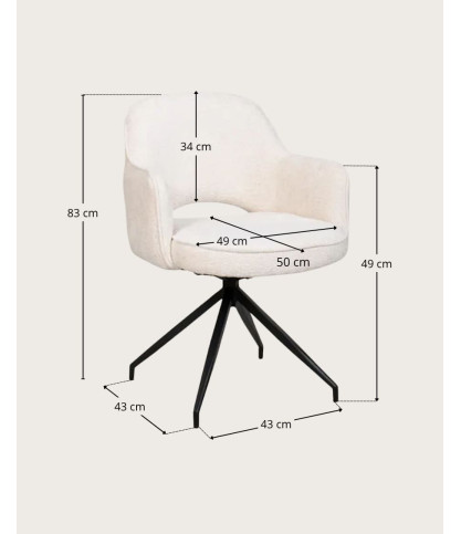 Elba - Set di 2 sedie in tessuto beige con gambe in metallo