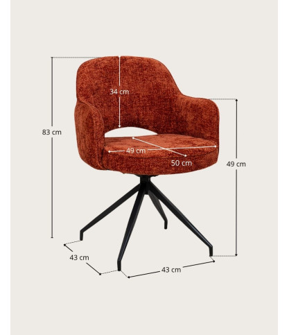 Elba - Set van 2 stoelen in rode stof met metalen poten