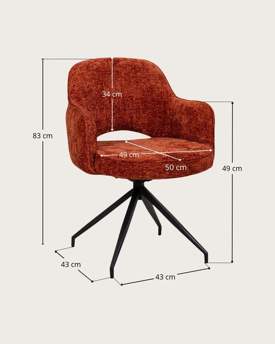 Elba - Set van 2 stoelen in rode stof met metalen poten