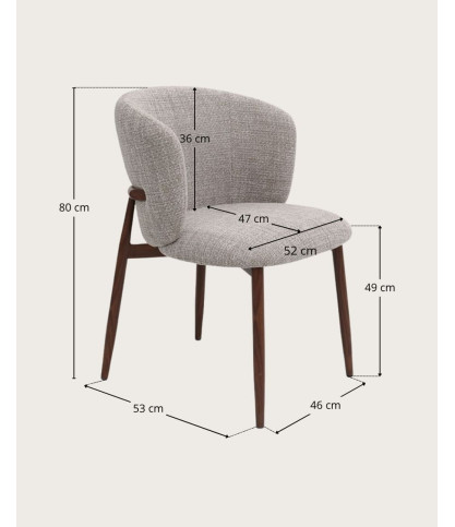 Mila - Set van 2 stoelen in taupekleurige stof met metalen poten