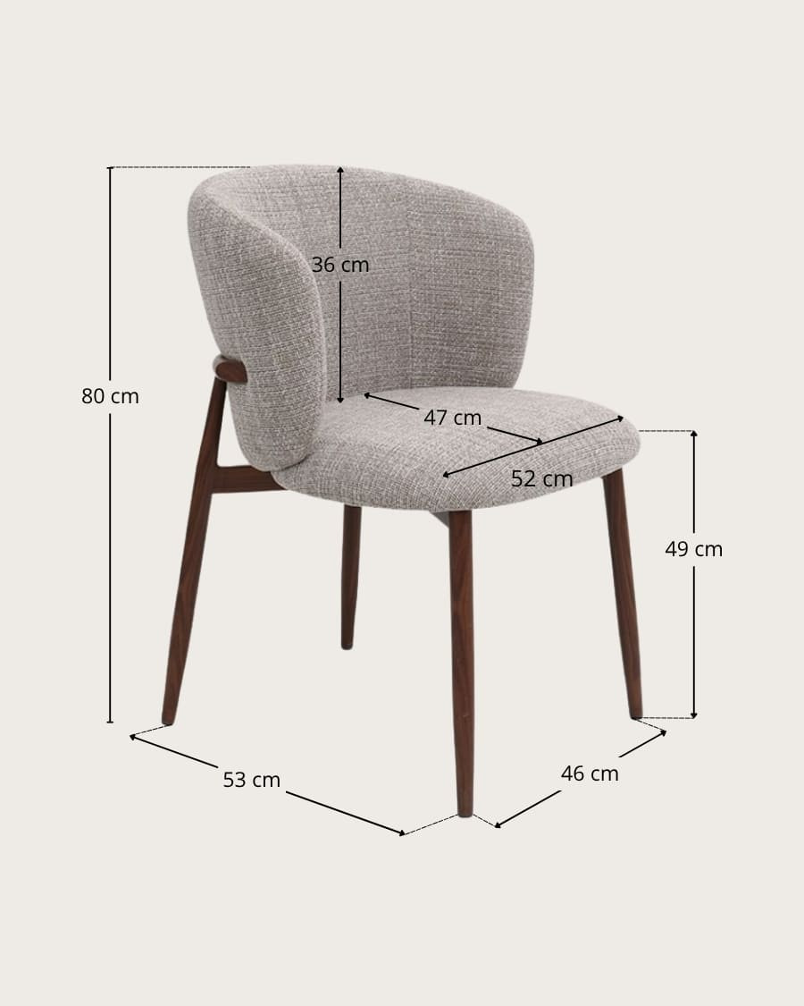 Mila - Set van 2 stoelen in taupekleurige stof met metalen poten