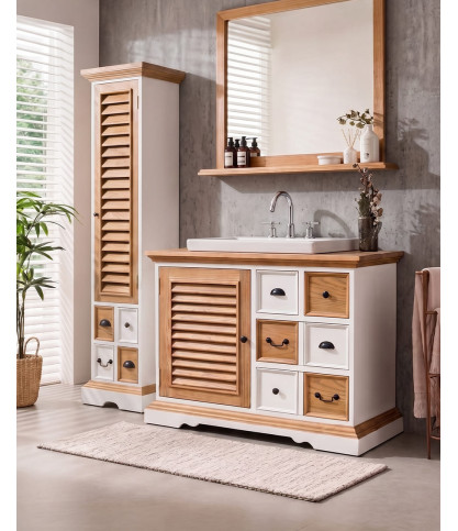 Inda - Muebles de baño en madera maciza blanca y natural
