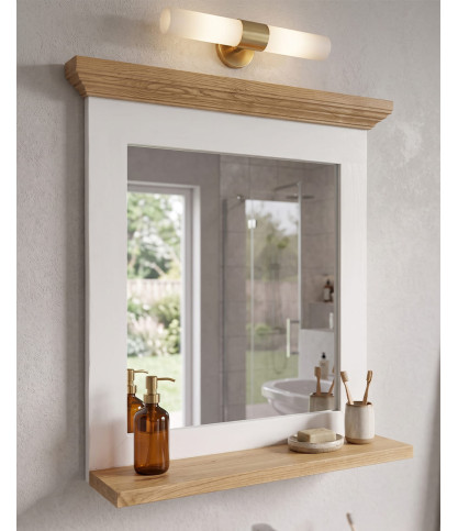 Inda - Espejo de pared rectangular de madera maciza