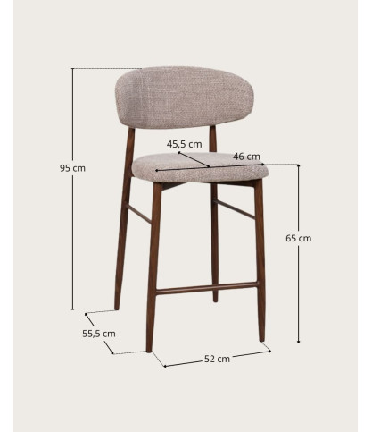 Kerin - Bar stool in fabric with metal legs