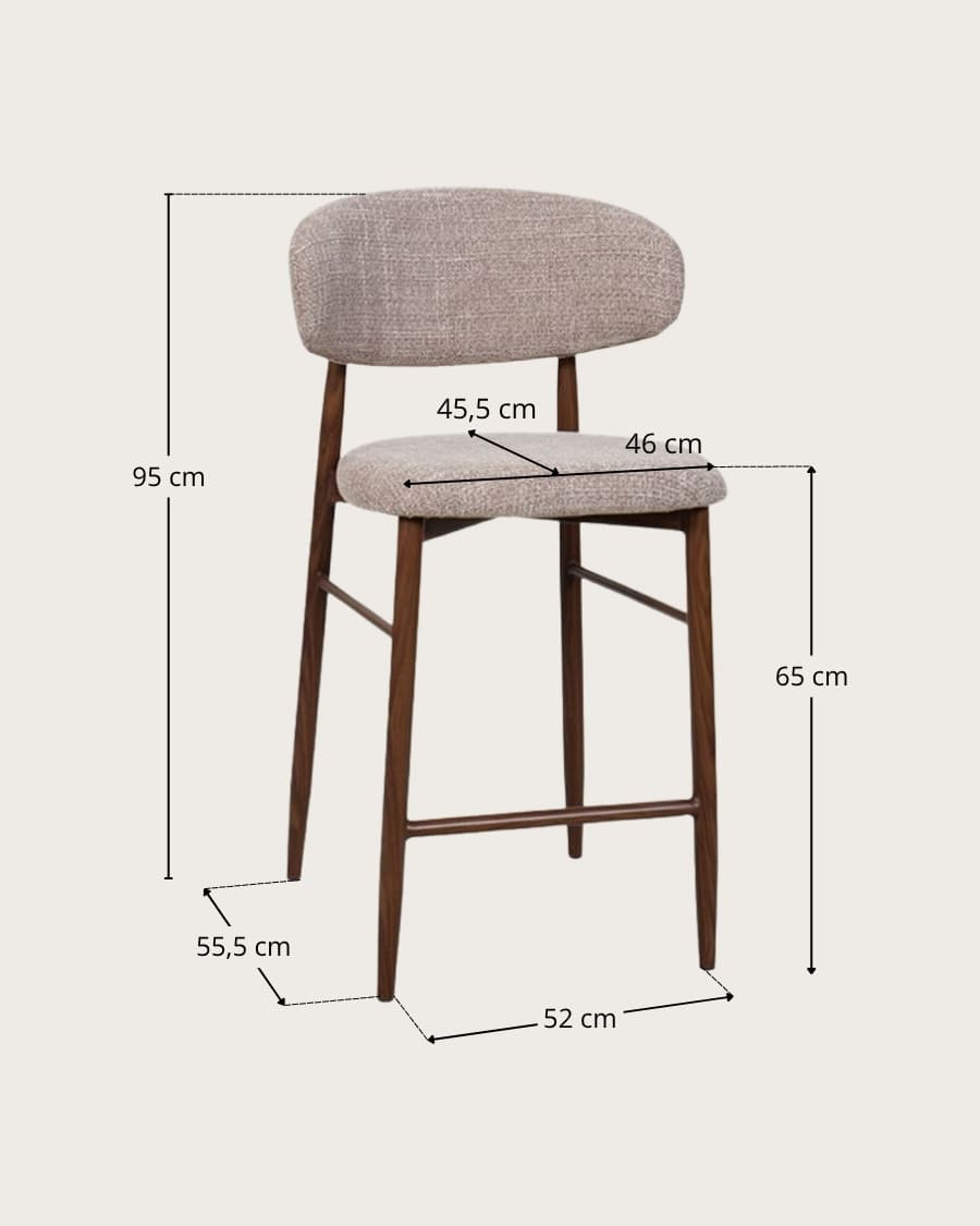 Kerin - Bar stool in fabric with metal legs