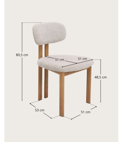 Zuno - Juego de 2 sillas Zuno en tela beige y patas de metal