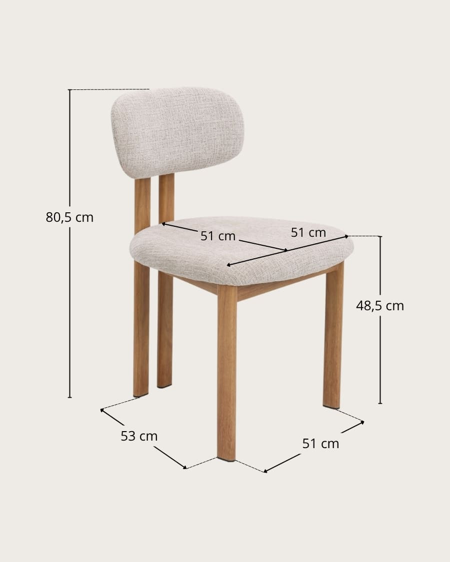 Zuno - Juego de 2 sillas Zuno en tela beige y patas de metal