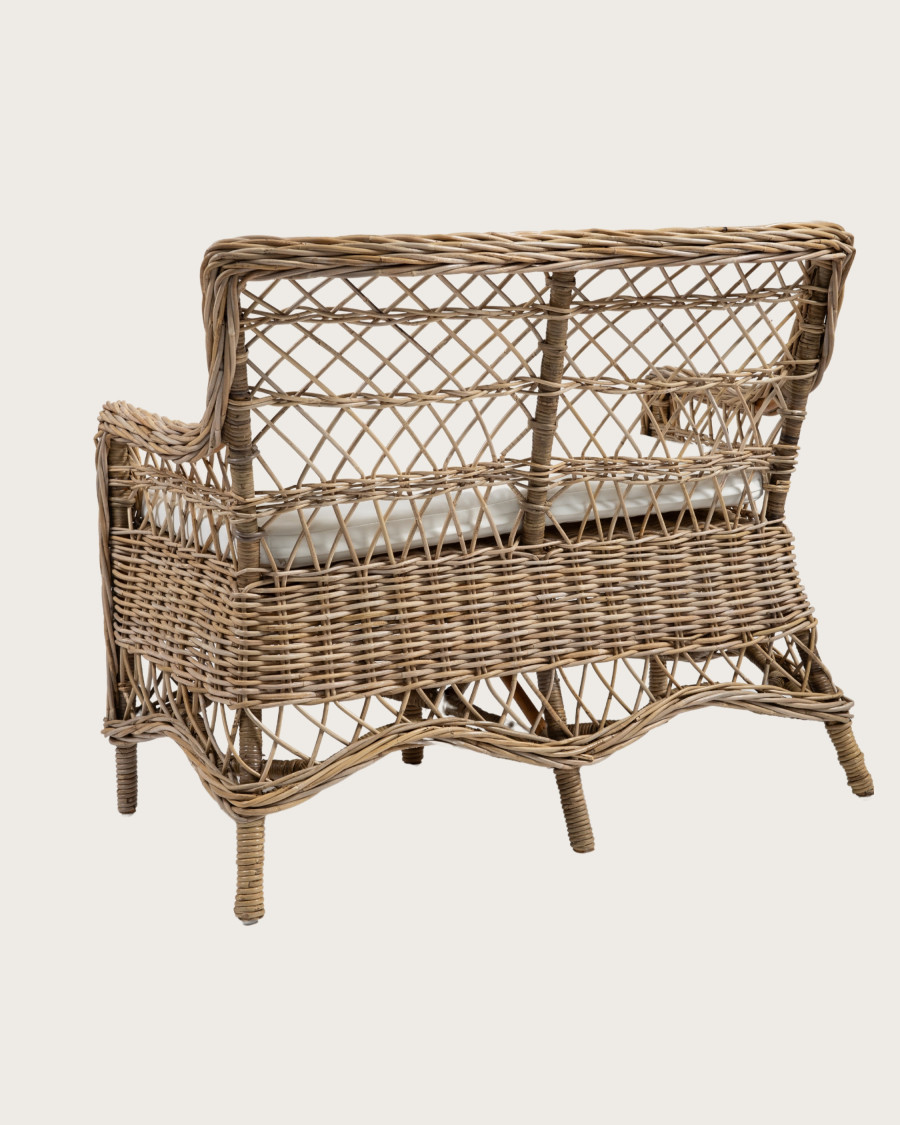 Asana - Conjunto de muebles de jardín de ratán con 1 banco y 2 sillones.