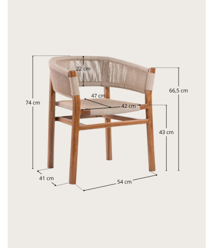 Kanoa - Chair in solid teak and beige rope