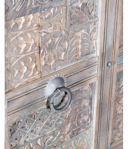 Viva - 2 door wardrobe in solid carved mango wood