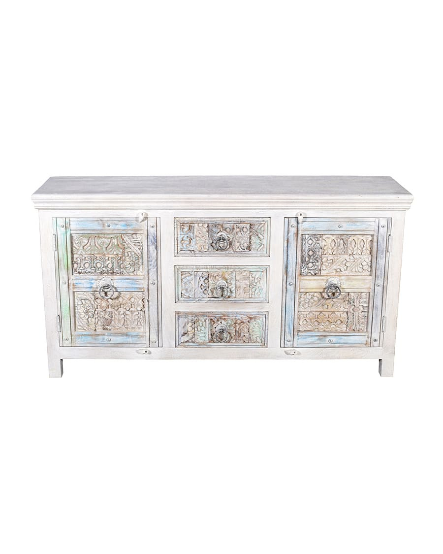 Viva - Aparador blanco de 2 puertas de madera maciza, 170 cm
