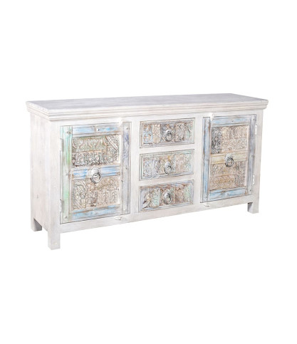 Viva - Wit dressoir met 2 deuren van massief hout, 170 cm