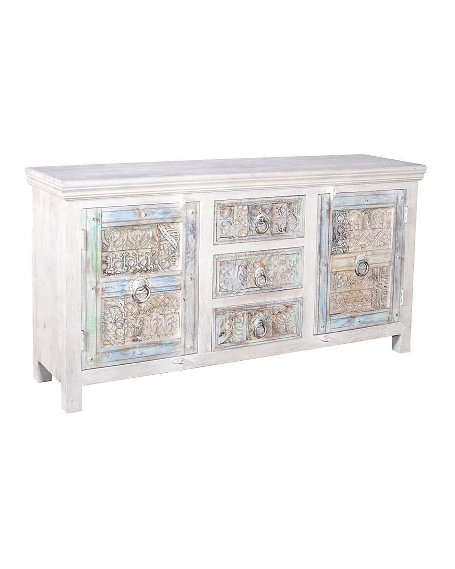 Viva - Wit dressoir met 2 deuren van massief hout, 170 cm