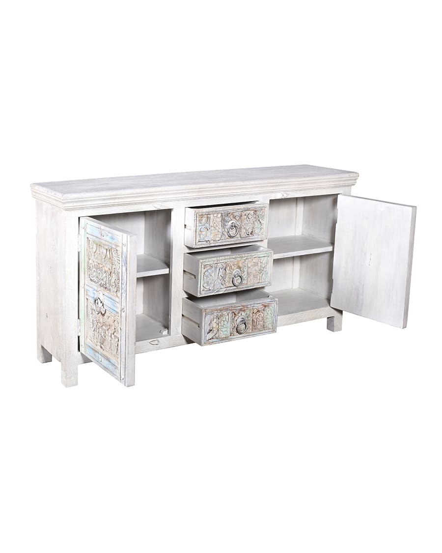 Viva - Aparador blanco de 2 puertas de madera maciza, 170 cm