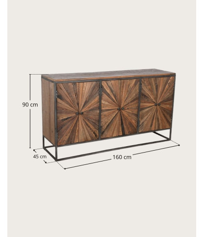 Mandala - Buffet en bois de manguier sculpté, 160 cm