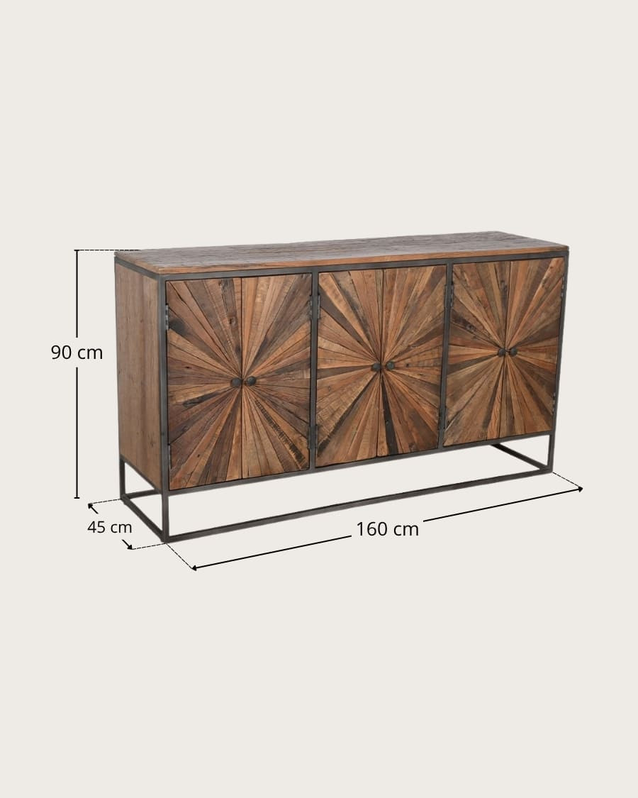 Mandala - Credenza in legno di mango intagliato, 160 cm
