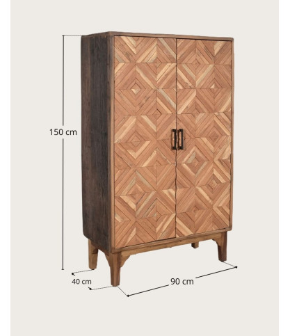 Naya - Armario de madera maciza de mango con 2 puertas